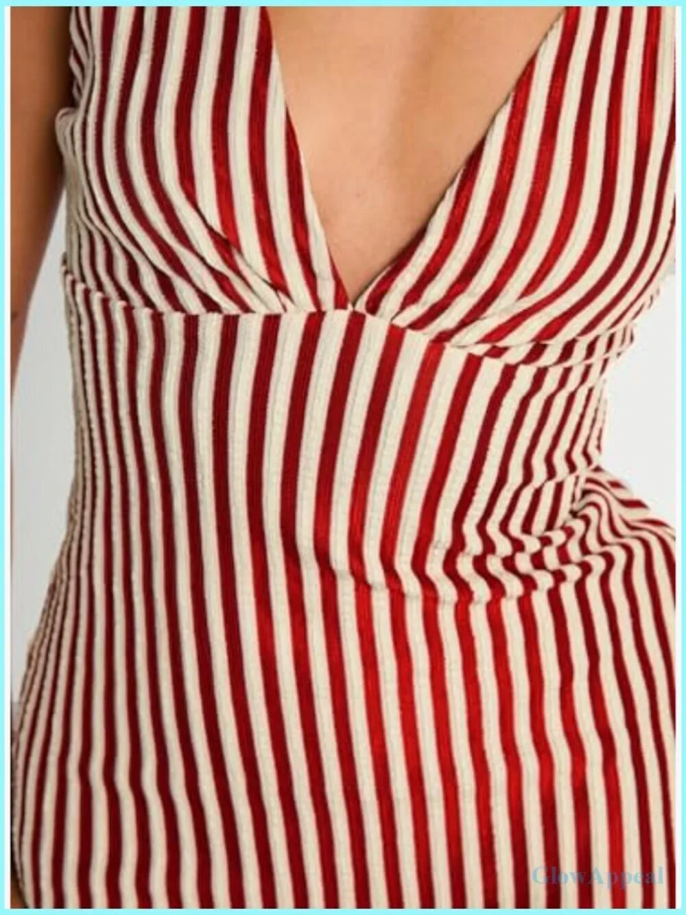 Plunge Stripe Mini Dress with Ruched Bust, Zip Side